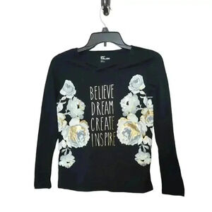 Girls Epic Threads Metallic Floral Printed Long Sleeve T-shirt Size L